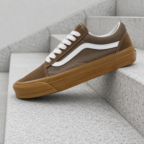 Vans old skool brown - vans, white