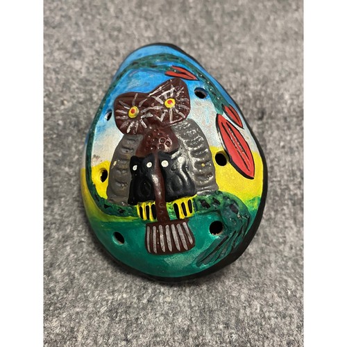 Vtg clay flute owl - flute, handmade