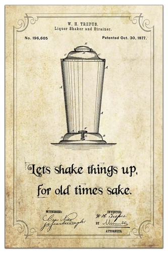 Vintage cocktail shaker patent - vintage,