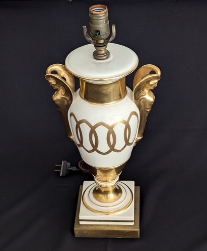 Vtg mcm porcelain urn lamp - mcm,