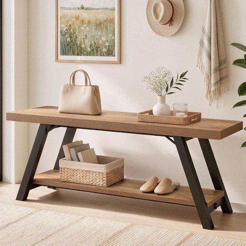 Entryway wood bench with - bench,