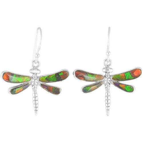 Ammolite dragonfly sterling - ammolite,