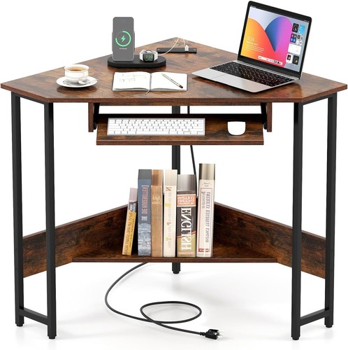 Corner desk keyboard tray - w/,