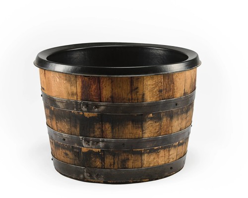 Oak barrel planter - ,