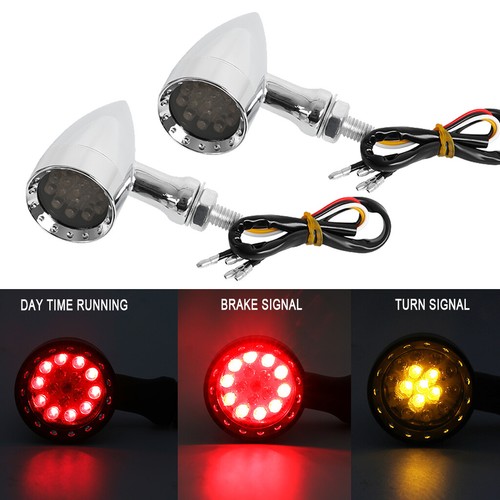 Chrome motorcycle led red - chrome,