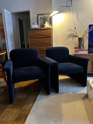 West elm blue velvet armchair - blue,