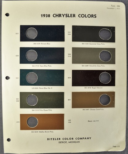1938 chrysler paint chip - 1938,