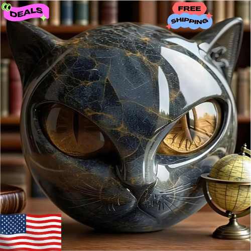 Luxury black cat sculpture - black,