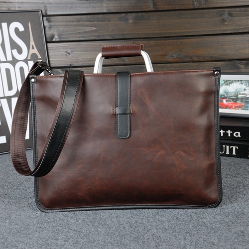 Men trendy leather briefcase - men,