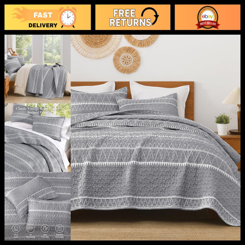 Boho striped king size quilt - striped,
