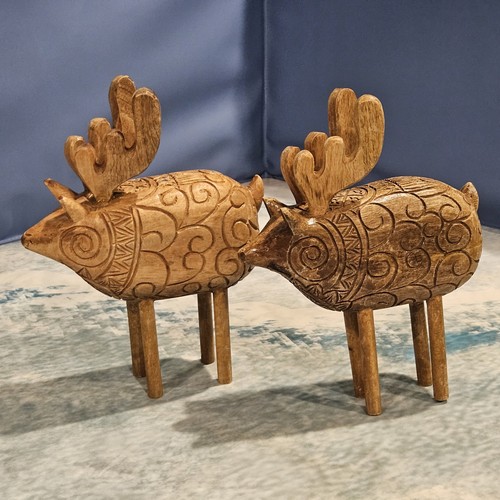 Hand carved wooden - carved, deer