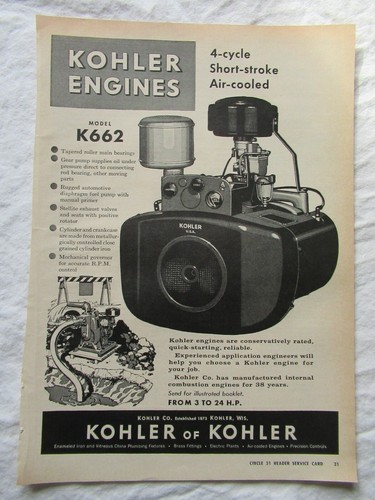 1959 print kohler k662 - print, ad
