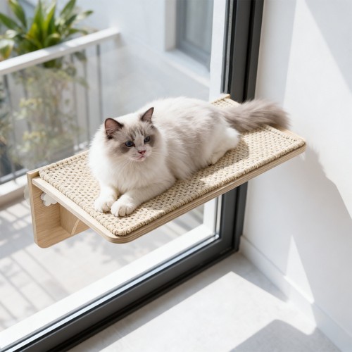 Wall mounted cat window - window, perch