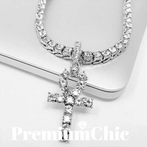 Ankh cross pendant iced - ankh,
