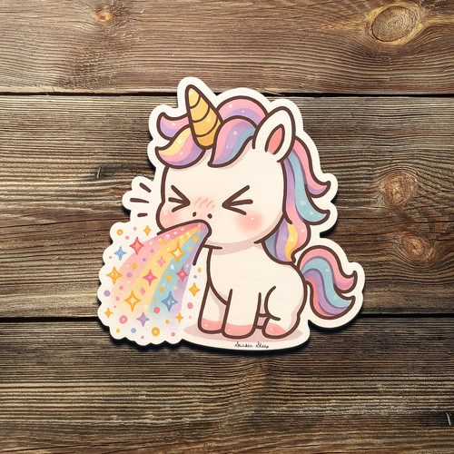Vomit glitter unicorn sticker - glitter,