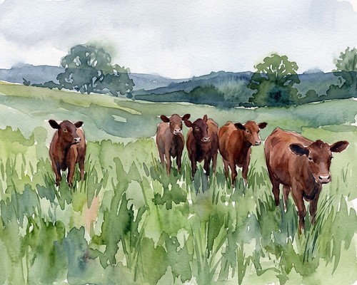 Farm house art - farm, "red