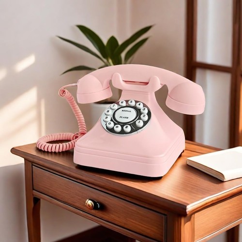 Corded phone pink - , retro