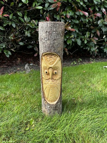 Hand carved owl garden - hand,