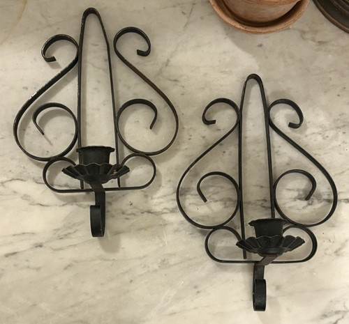 Vintage pair wrought iron - pair, wall