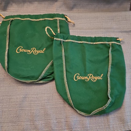 Crown royal bags green - crown, 9"