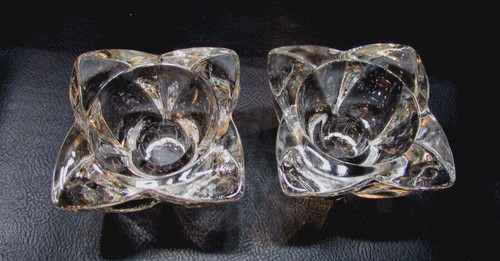Pair old clear crystal glass - pair,