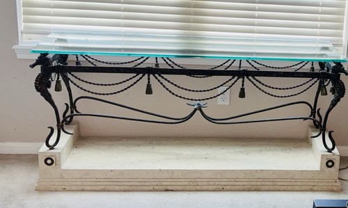 Wrought iron seahorse console - wrought,
