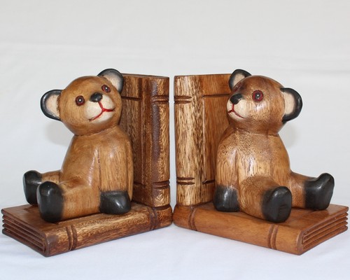 Wooden teddy bear pair - teddy,
