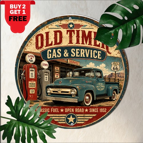 Vintage gas station - station, truck