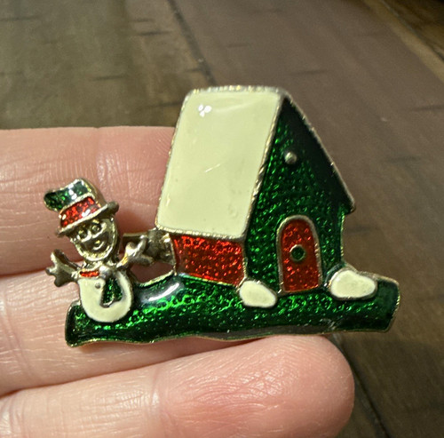 Christmas snowman house - snowman, enamel
