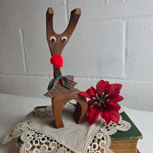 Vintage wooden reindeer - vintage,