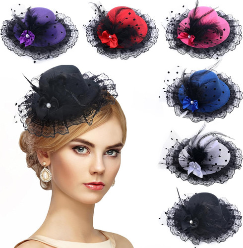 6pc girls mini fascinator - 6pc,