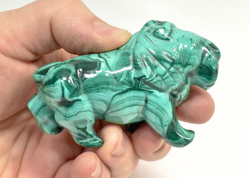 Polished malachite lion - polished,
