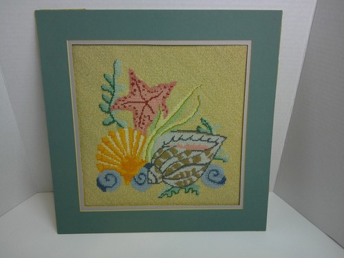 Finished needlepoint beach - finished,