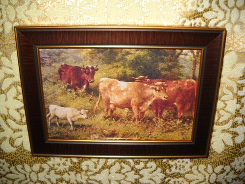 Cows and calf x 6 - calf, brown