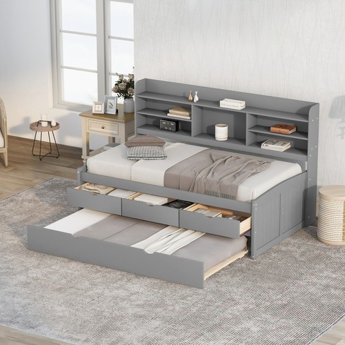 Twin size wooden captain bed - size,