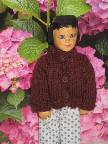 Hand knit dark brown cardigan - dark,