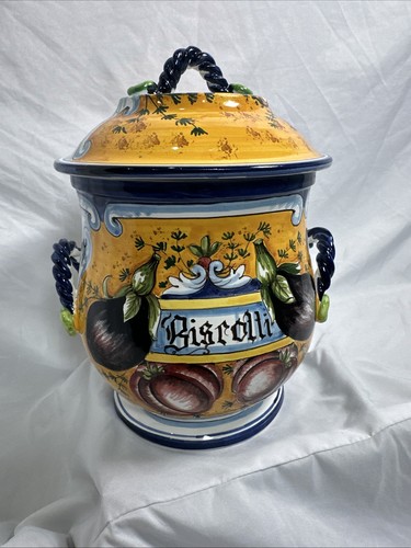 Italian ceramic biscotti jar - italian,