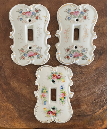 Vtg ceramic light switch plate - ceramic,