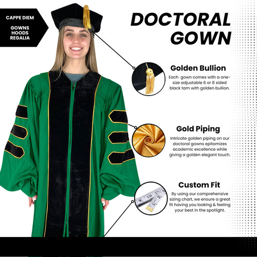 Green doctoral gown gold - green,