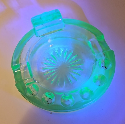 Uranium glass ashtray - uranium,