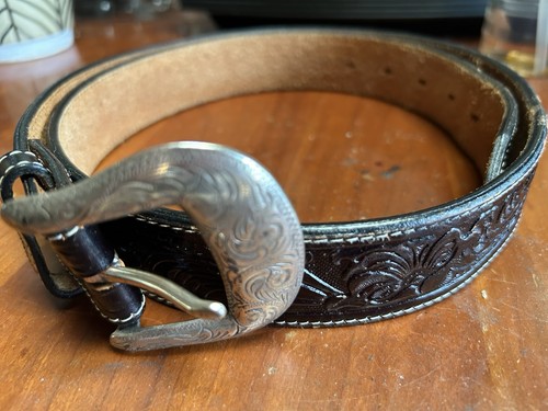Men tooled black leather - black,