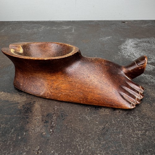 Vtg hand carved wood - wood, foot