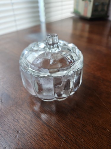 Clear glass pumpkin jar - glass,