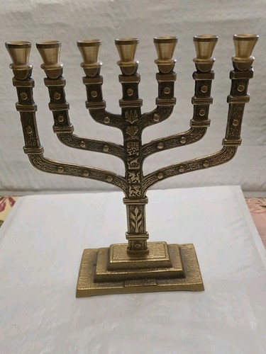 Vtg solid brass menorah - solid,