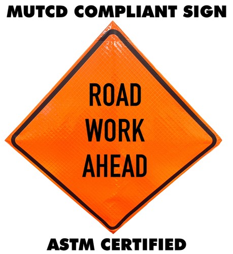 Road work ahead reflective - road,