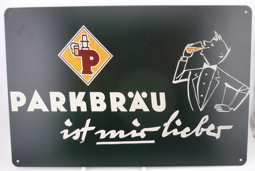 Parkbrau beer tin sign - tin, german