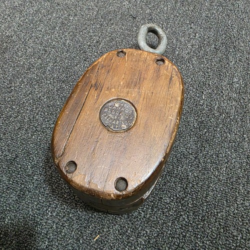 Antique wooden block tackle - wooden,