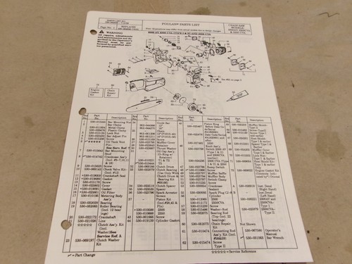 Poulan parts list - poulan,