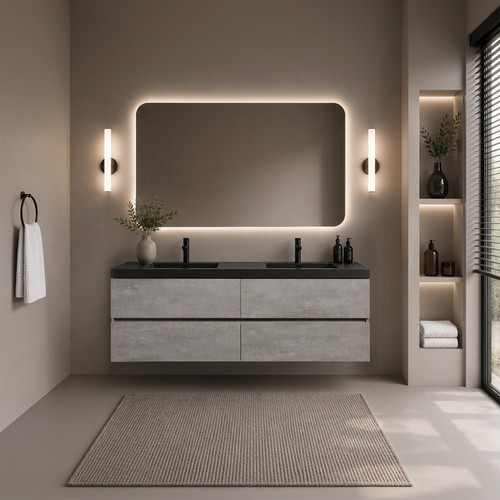 Floating vanity with sink - 60",