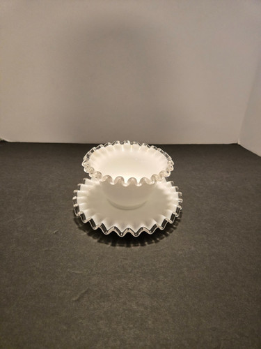 Fenton milk glass silver crest - fenton,